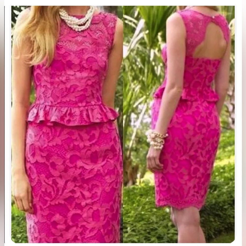 LILLY PULITZER KIRI MAMBO CORDED LACE DRESS IN HOT PINK‎ - Picture 8 of 8